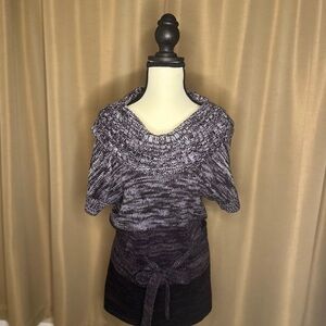 Women's Belted Black/Purple Sweater
